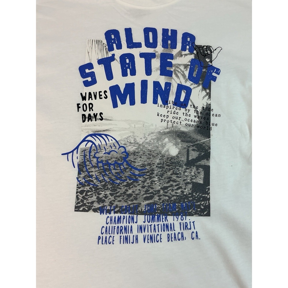 Grayson Threads Kids Aloha State Of Mind Graphic‎ Tee Size M(8) White Soft